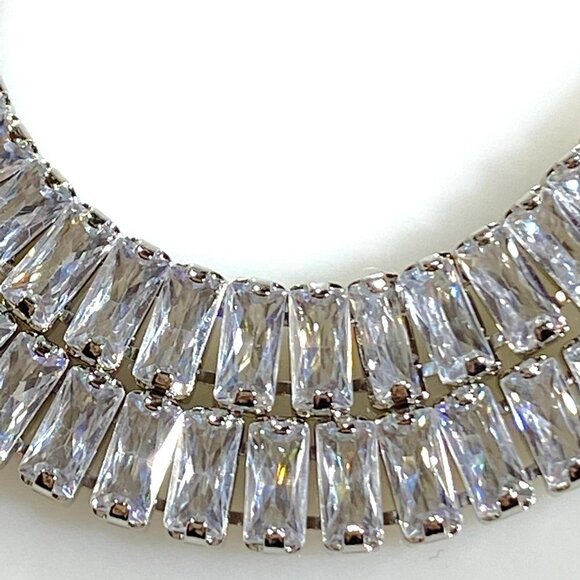 Sterling Silver with Clear Cubic Zirconia Baguette Tennis Bracelet - Picture 8 of 12